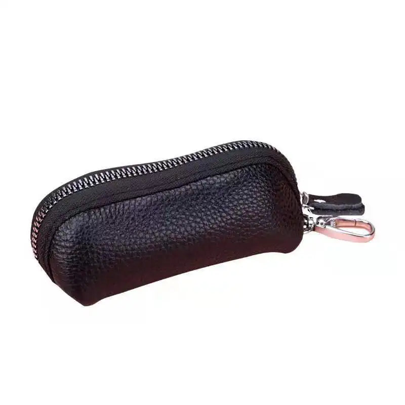 Cow Real Leather Key Wallet Function Key Case Zipper Holder