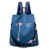 Embroidered Backpack Women Small Fresh Oxford Cloth Backpack Anti-Theft