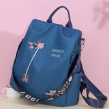 Embroidered Backpack Women Small Fresh Oxford Cloth Backpack Anti-Theft