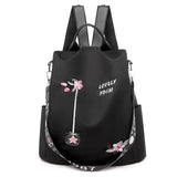 Embroidered Backpack Women Small Fresh Oxford Cloth Backpack Anti-Theft
