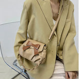 Women's High PU Leather Shoulder Bag Bow Pleated Crossbody