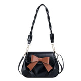 Women's High PU Leather Shoulder Bag Bow Pleated Crossbody