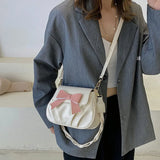 Women's High PU Leather Shoulder Bag Bow Pleated Crossbody