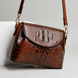 Women's Crocodile Pattern Shoulder Bag - Genuine Leather