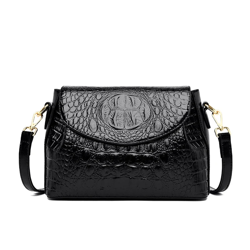 Women's Crocodile Pattern Shoulder Bag - Genuine Leather