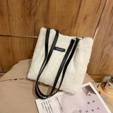 Leopard Crossbody Handbag Plush Shoulder Bag for Women