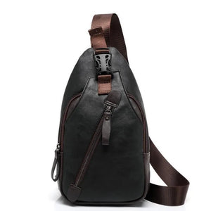 Men Travel Chest Bag Casual Crossbody Handbag PU Leather