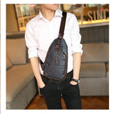 Men Travel Chest Bag Casual Crossbody Handbag PU Leather