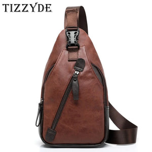 Men Travel Chest Bag Casual Crossbody Handbag PU Leather