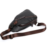Men Travel Chest Bag Casual Crossbody Handbag PU Leather