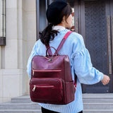 Plaid Leather Backpack Women's Multifunction Travel Bag
