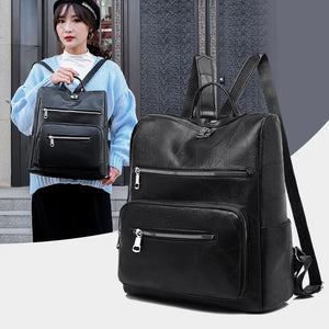 Plaid Leather Backpack Women's Multifunction Travel Bag