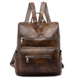 Plaid Leather Backpack Women's Multifunction Travel Bag