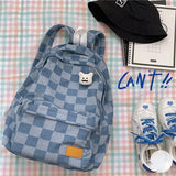 Plaid Backpack Women Shoulder Bag Teen Girls School Female