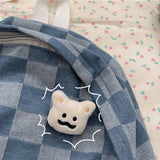 Plaid Backpack Women Shoulder Bag Teen Girls School Female