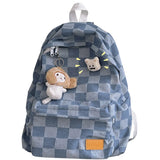 Plaid Backpack Women Shoulder Bag Teen Girls School Female