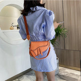 Saddle Women Bag One Shoulder Handle Casual Hasp Zipper PU