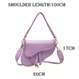 Saddle Women Bag One Shoulder Handle Casual Hasp Zipper PU