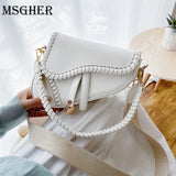 Saddle Women Bag One Shoulder Handle Casual Hasp Zipper PU