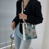 Women's Small Canvas Shoulder Bag Square Crossbody Bag