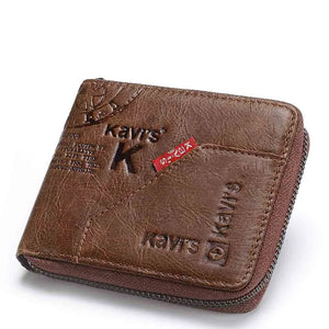 Leather Men Short Purse Letter Snap Fastener Zipper Clutch