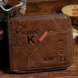 Leather Men Short Purse Letter Snap Fastener Zipper Clutch