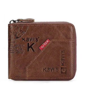 Leather Men Short Purse Letter Snap Fastener Zipper Clutch