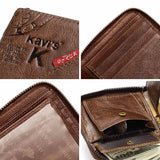 Leather Men Short Purse Letter Snap Fastener Zipper Clutch