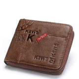 Leather Men Short Purse Letter Snap Fastener Zipper Clutch