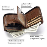 Leather Men Short Purse Letter Snap Fastener Zipper Clutch