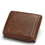 Leather Men Short Purse Letter Snap Fastener Zipper Clutch