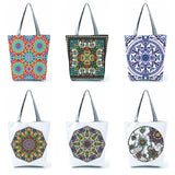Geometry Floral Print Women's Beach Bag Eco-Friendly Portable Handbag