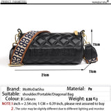 Wide Strap Crossbody Camera Bag Lozenge PU Leather Mini Messenger Bag