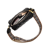 Wide Strap Crossbody Camera Bag Lozenge PU Leather Mini Messenger Bag