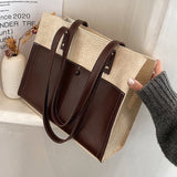 Women Bag Winter Large Capacity Handbags Casual Patchwork PU Leather