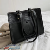 Women Bag Winter Large Capacity Handbags Casual Patchwork PU Leather