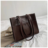 Women Bag Winter Large Capacity Handbags Casual Patchwork PU Leather