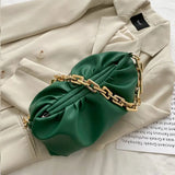 Women Leather Handbag Metal Chain Clutch Bag Shoulder Bag