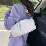 Women Leather Handbag Metal Chain Clutch Bag Shoulder Bag
