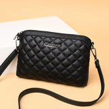 Plaid Shoulder Bag Soft PU Leather Handbag Ladies Joker Leisure Female