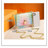Women Shoulder Bag Ladies Jelly Chain Bag Women's Rainbow PVC Bag