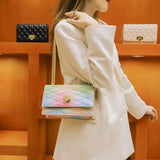 Women Shoulder Bag Ladies Jelly Chain Bag Women's Rainbow PVC Bag