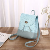 Women's Ostrich Pattern Backpack PU Leather Travel Shoulder Bag