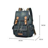 Women's Denim Drawstring Backpack College School Bag