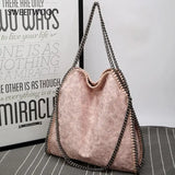 Frosted Material Handbag Chain Woven Foldable Shoulder Bag Women Multi-Funcation