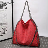Frosted Material Handbag Chain Woven Foldable Shoulder Bag Women Multi-Funcation