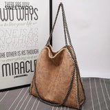 Frosted Material Handbag Chain Woven Foldable Shoulder Bag Women Multi-Funcation