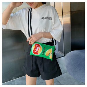 Funny Women Crossbody Bag Cartoon Printed Envelope Bags Potato Chips Purse