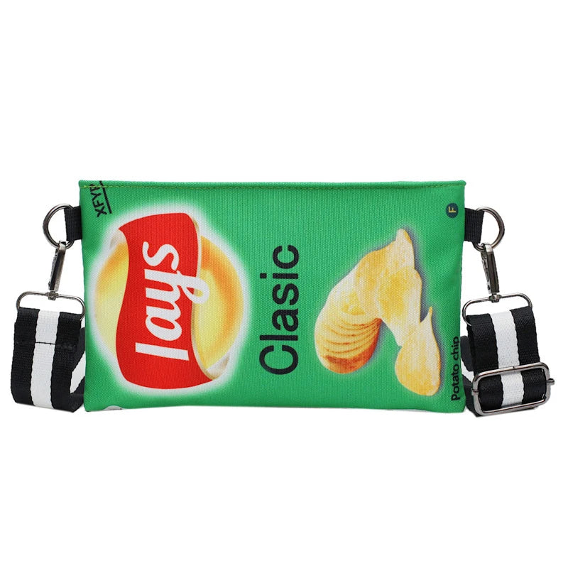 Funny Women Crossbody Bag Cartoon Printed Envelope Bags Potato Chips Purse