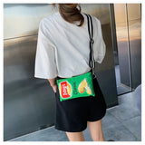 Funny Women Crossbody Bag Cartoon Printed Envelope Bags Potato Chips Purse
